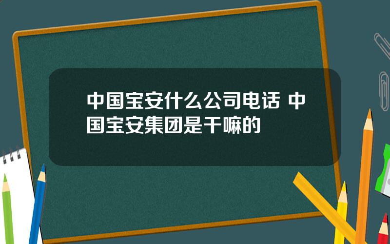 中国宝安什么公司电话 中国宝安集团是干嘛的